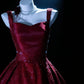 Stunning Ball Gown Wine Red Straps Pleated Evening Dress Sweet 16th Dress Birthday Prom Gown       D5415