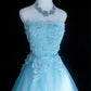 Hübsches Ballkleid Hellblau Trägerloses Plissiertes Tüll-Abendkleid Quinceanera-Kleid Geburtstag Abschlussballkleid D5416