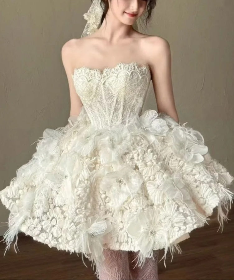 Stunning Homecoming Dress Strapless Short Prom Dress Back to School Outfits Party Dress  D5440