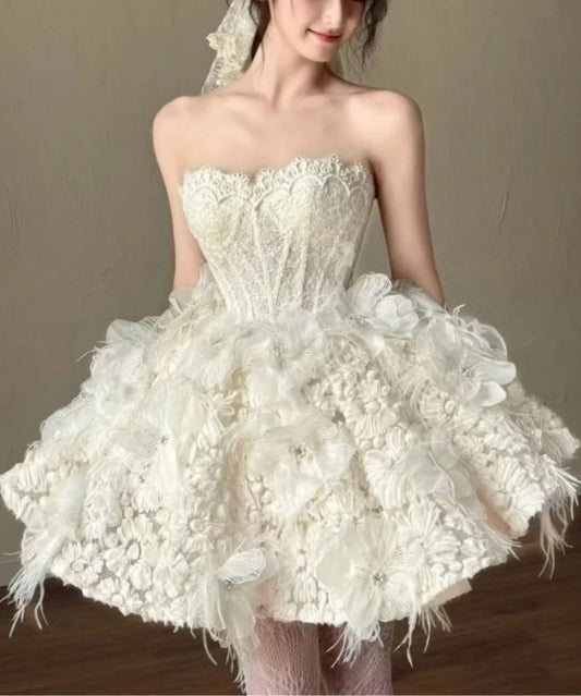 Stunning Homecoming Dress Strapless Short Prom Dress Back to School Outfits Party Dress  D5440