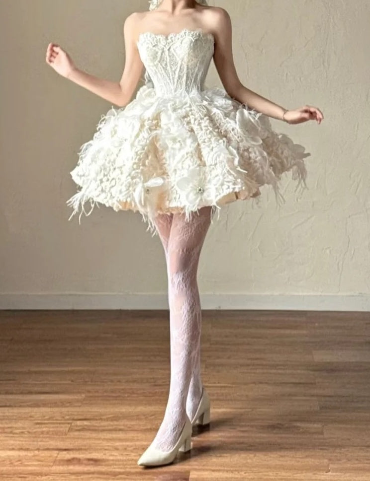 Stunning Homecoming Dress Strapless Short Prom Dress Back to School Outfits Party Dress  D5440