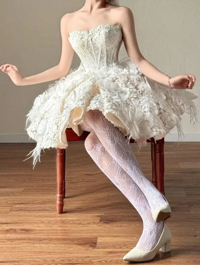Stunning Homecoming Dress Strapless Short Prom Dress Back to School Outfits Party Dress  D5440