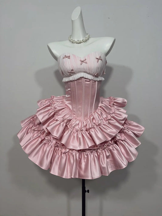 New Arrival Homecoming Dress Pink Sweetheart Pleated Short Prom Dress Back to School Outfits Party Dress  D5451