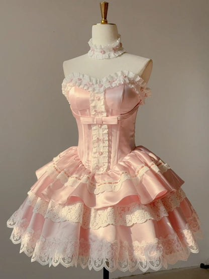 Beauty Homecoming Dress Sweetheart Lace Pleated Short Prom Dress Back to School Outfits Party Dress  D5453