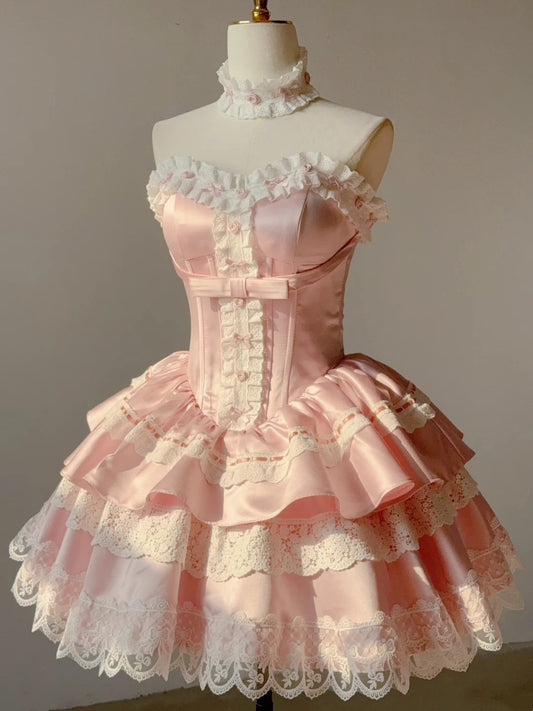 Beauty Homecoming Dress Sweetheart Lace Pleated Short Prom Dress Back to School Outfits Party Dress  D5453