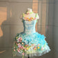 Colorful Homecoming Dress Spaghetti Straps Flower Pleated Short Prom Dress Back to School Outfits Party Dress  D5454