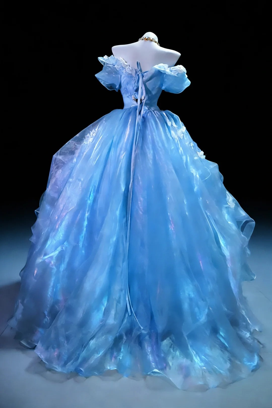 Reizendes Ballkleid Hellblau schulterfrei plissiertes Galakleid Abendkleid Festliches Kleid D5458