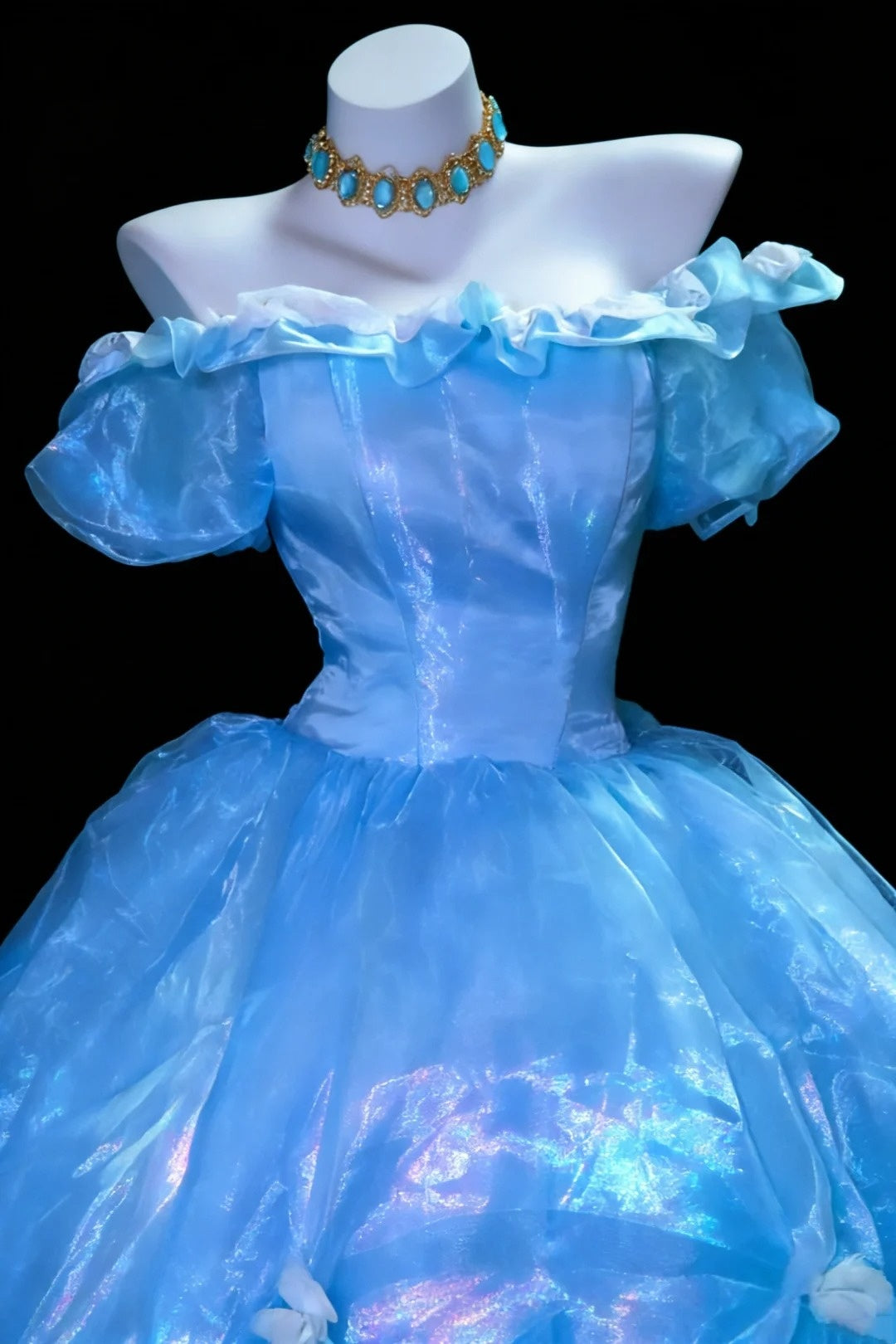 Reizendes Ballkleid Hellblau schulterfrei plissiertes Galakleid Abendkleid Festliches Kleid D5458