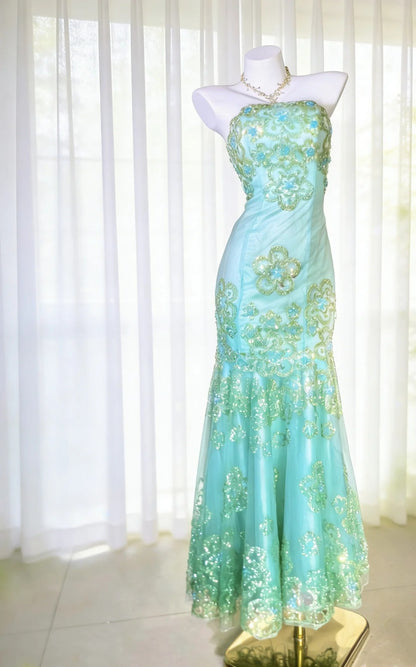 Gorgeous Prom Dress Strapless Pleated Mermaid Gala Dress Evening Dress Formal Gown      D5460