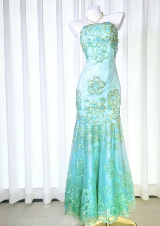 Gorgeous Prom Dress Strapless Pleated Mermaid Gala Dress Evening Dress Formal Gown      D5460