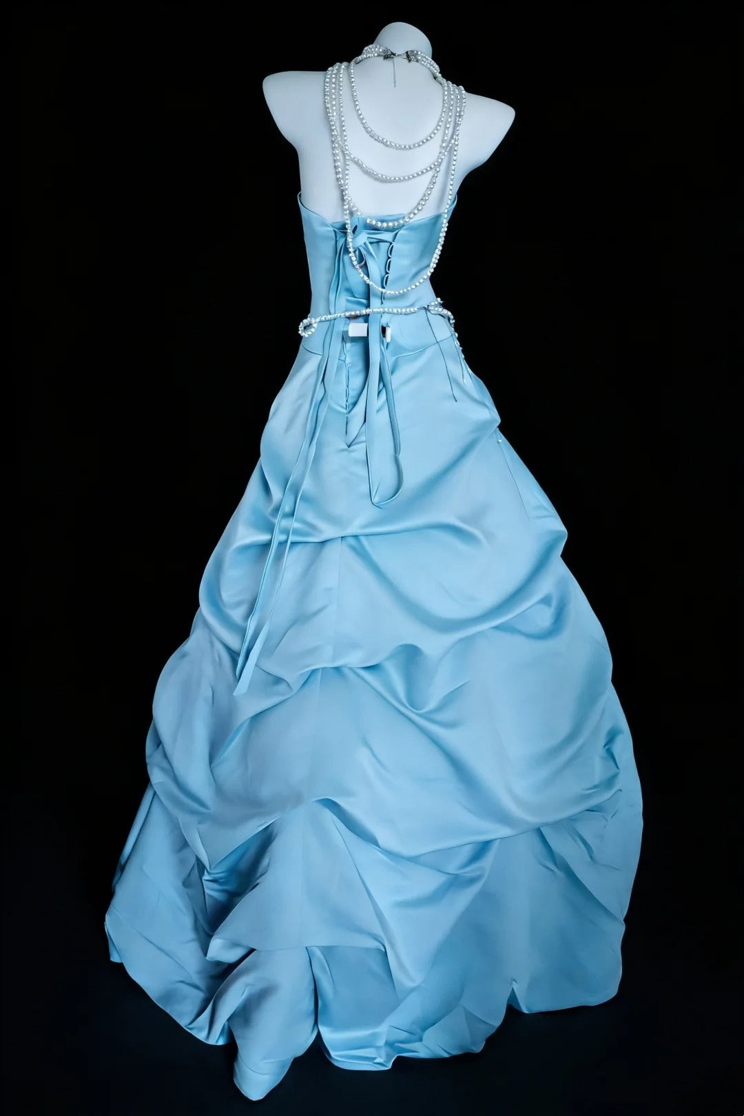 Atemberaubendes Ballkleid A-Linie Hellblau Trägerlos Plissiertes Galakleid Abendkleid Festliches Kleid D5463
