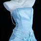 Atemberaubendes Ballkleid A-Linie Hellblau Trägerlos Plissiertes Galakleid Abendkleid Festliches Kleid D5463