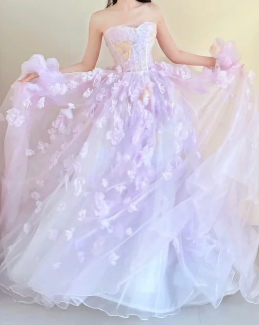 Pretty Ball Gown Sweetheart Floral Tulle Evening Dress Quinceanera Dress Birthday Prom Gown       D5472