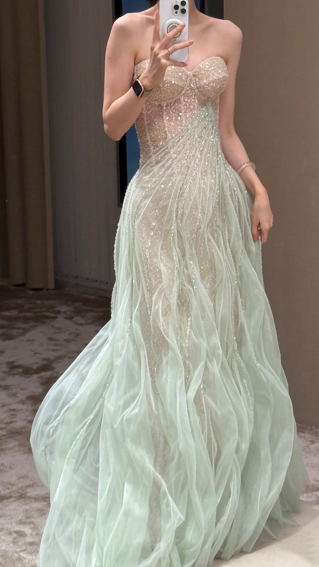 Robe de soirée scintillante imprimé cœur Robe de gala Robe de soirée D5476
