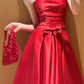 Charmantes Ballkleid aus Satin, A-Linie, trägerlos, plissiert, Galakleid, Abendkleid D5479