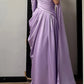 Elegantes Ballkleid Satin Lila schulterfrei plissiertes Galakleid Abendkleid D5482