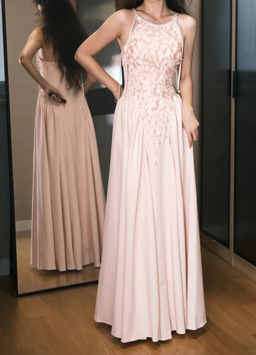 Atemberaubendes Ballkleid A-Linie Spaghettiträger Plissiertes Galakleid Abendkleid D5483