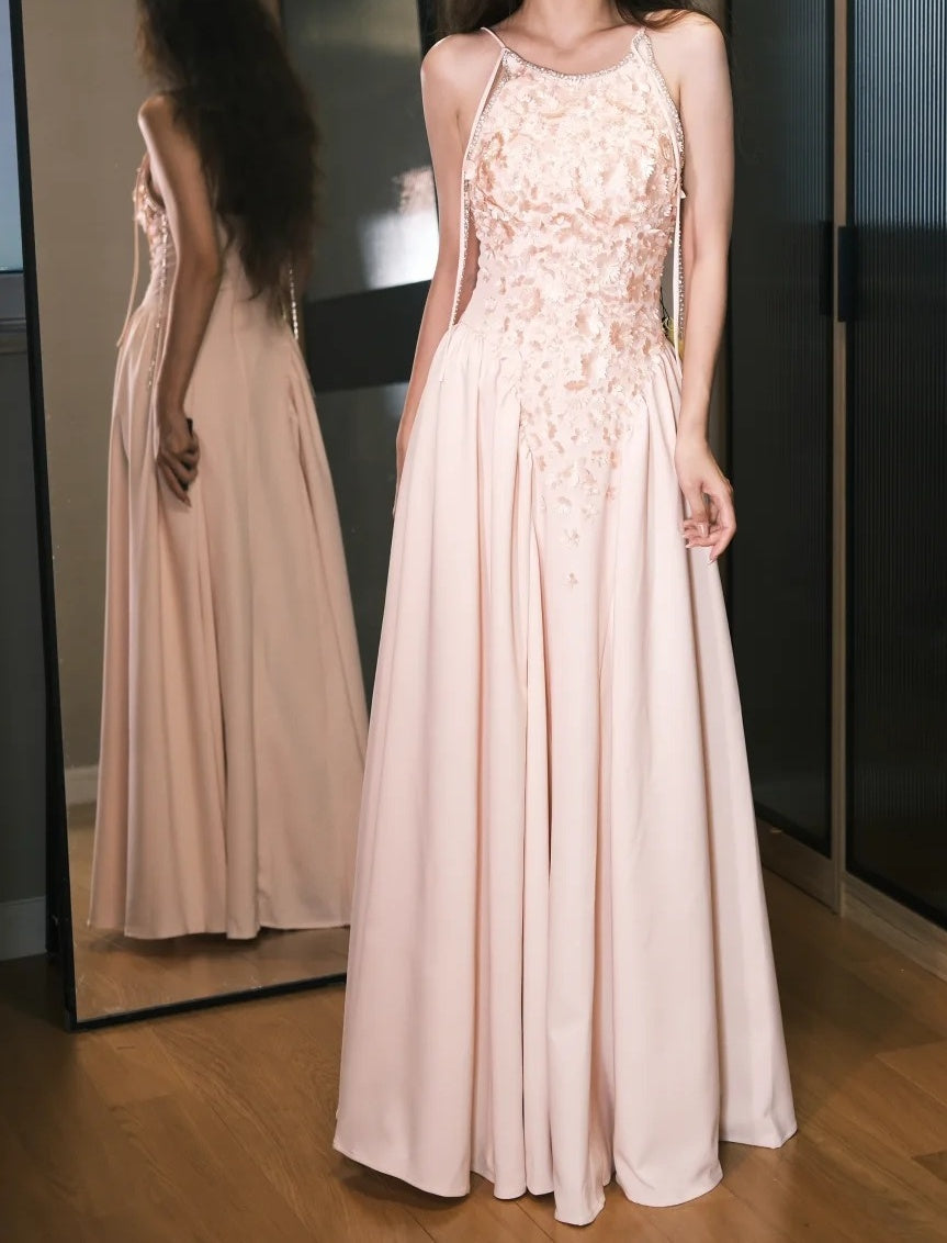 Atemberaubendes Ballkleid A-Linie Spaghettiträger Plissiertes Galakleid Abendkleid D5483