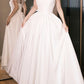 Elegant Prom Dress A Line White Crew Neck Pleated Gala Dress Evening Dress       D5485