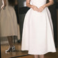 Minimalist Prom Dress A Line White Crew Neck Pleated Gala Dress Evening Dress       D5486