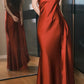 Elegant Prom Dress Wine Red Satin Off Shoulder Pleated Gala Dress Evening Dress       D5490