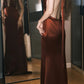 Wunderschönes Ballkleid Weinrot Satin Neckholder Galakleid Abendkleid D5491