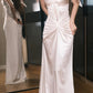 Stunning Prom Dress White Satin Spaghetti Straps Pleated Gala Dress Evening Dress   D5499