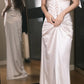 Stunning Prom Dress White Satin Spaghetti Straps Pleated Gala Dress Evening Dress   D5499