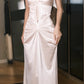 Stunning Prom Dress White Satin Spaghetti Straps Pleated Gala Dress Evening Dress   D5499