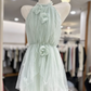 Beauty Homecoming Dress Halter Flower Back to School Outfits Party Dress  D6579