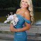 New Homecoming Dress Off the Shoulder Pleated Back to School Outfits Party Dress D6921