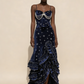 Prom Dress Dark Navy Spaghetti Straps Mermaid Layers Ruffles Sexy Evening Dress Birthday Outfits, D827