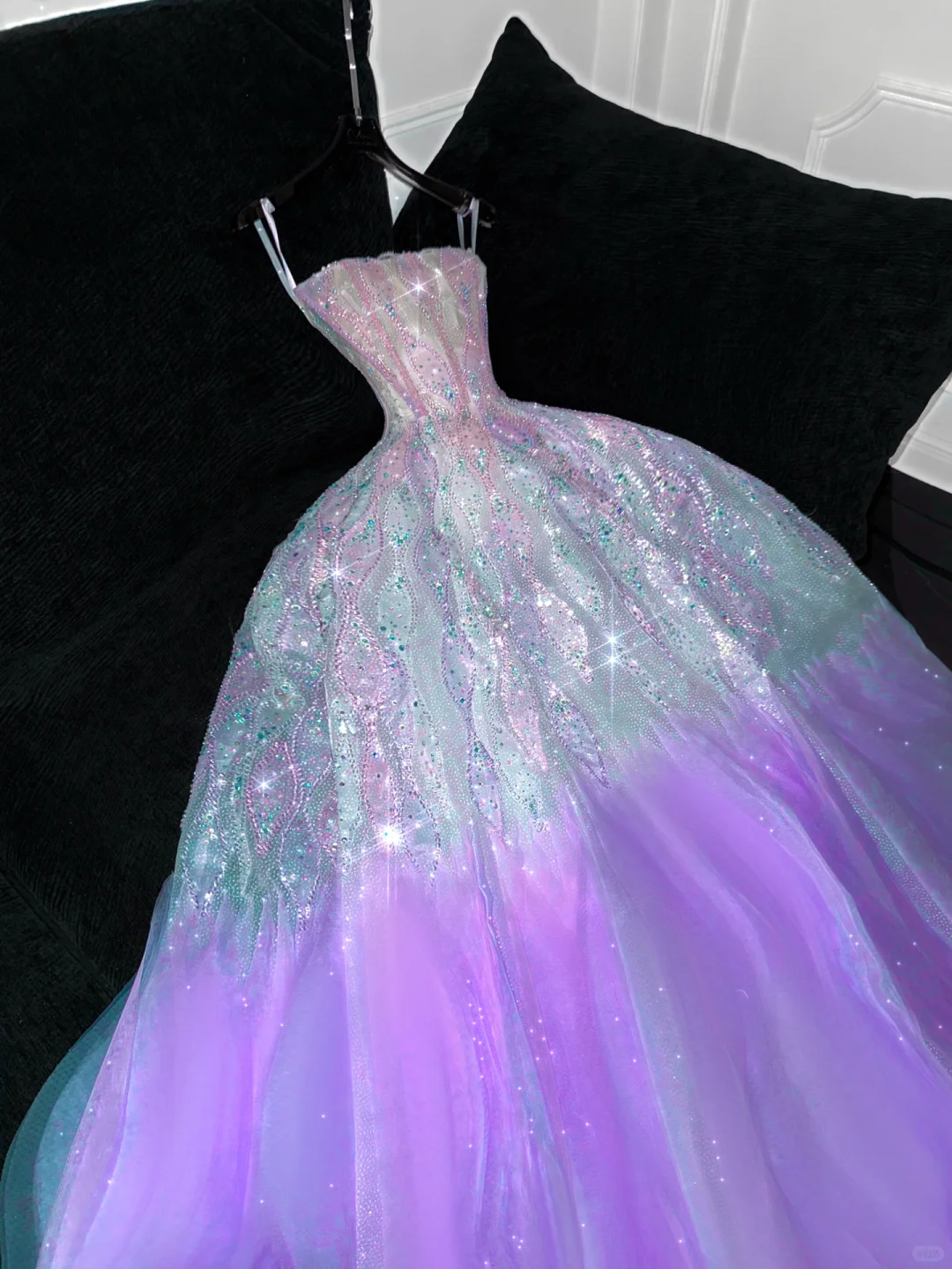 Gorgeous Purple Shiny Sequin Princess Dress Elegant A-Line Floor-length Evening Dress Prom Dresses D1661