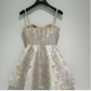 Cute Floral Sweetheart Spaghetti Strap Design Satin Party Dress Homecoming Dress D1709