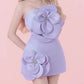 Beautiful Homecoming Dress Strapless Pleated Flower Rinestone Back to School Outfits Party Dress D7229