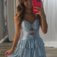 New Homecoming Dress Sweetheart Sequins Cascade Back to School Outfits Party Dress D6871