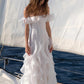 Elegant Wedding Dress Off the Shoulder Pleated Flouncing A Line Cascade Wedding Dress Prom Dress D7232