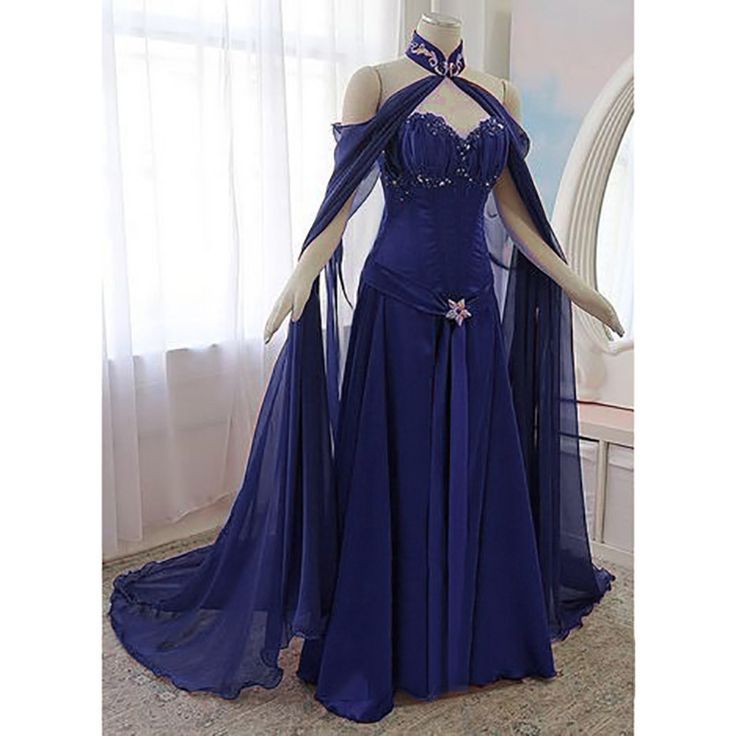 Purple Sweetheart A-Line Chiffon Long Party Dress Vintage Evening Dress, D784