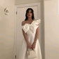 White One Shoulder A-Line Midi Length Formal Party Dress MD7434