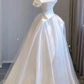White Off Shoulder A-Line Tulle Satin Wedding Dress Birthday Gown MD7598