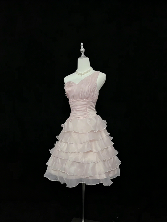 Chic Homecoming Dress One Shoulder Tulle Cascade Prom Dress Back to School Outfits Party Dress D6138