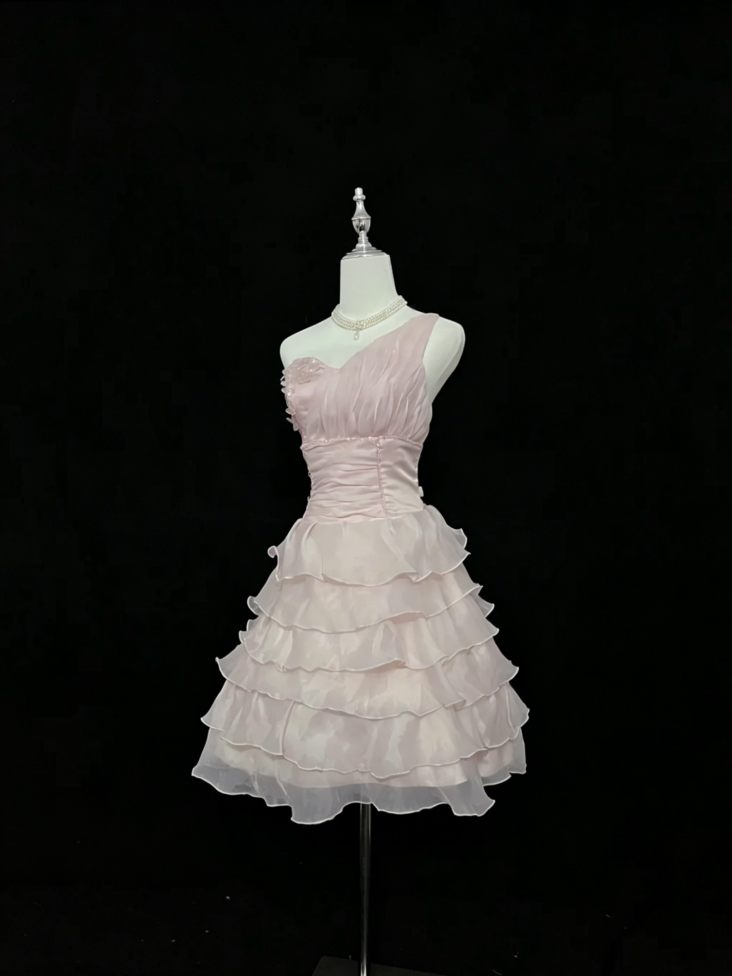 Chic Homecoming Dress One Shoulder Tulle Cascade Prom Dress Back to School Outfits Party Dress  D6138