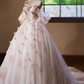 A-Line Tulle Floral Prom Dress, Off the Shoulder Formal Party Dress MD7199