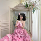 Pink Strapless A-Line Ruffles Layered Quinceanera Dress Lovely Birthday Ball Gown, D837