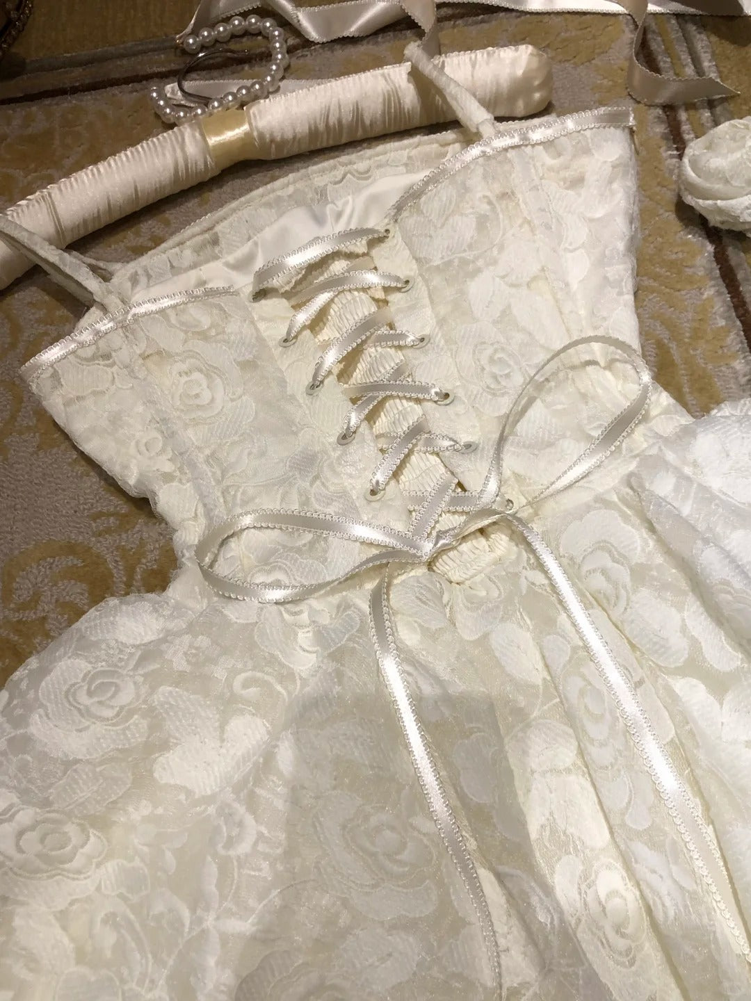 New Homecoming Dress Spaghetti Strap Flower Lace Dress Back to School Outfits Party Dress  D6399