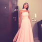 Elegant Pink Strapless A-Line Long Party Dress Wedding Guest Dress MD7595