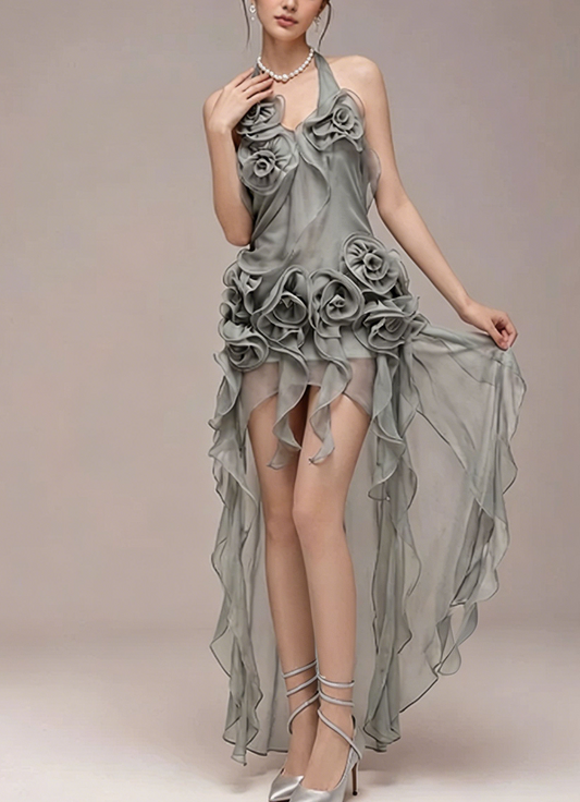 Charming Homecoming Dress Halter Soutache Hi-Lo Back to School Outfits Party Dress  D7376