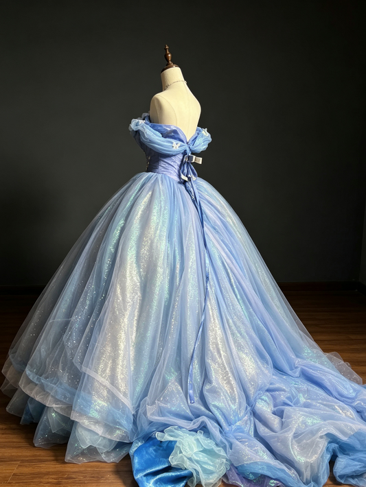 Pretty Prom Dress Off the Shoulder Tulle Butterfly Formal Dresses Evening Dress Gala Gown  D7569