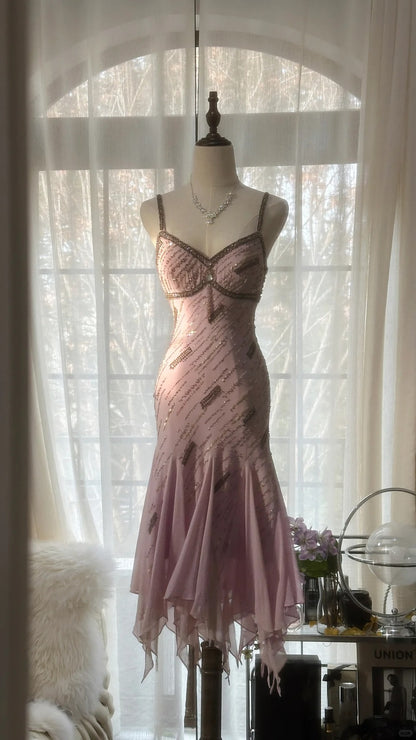 Pretty Homecoming Dress Spaghetti Strap Beading Dress Back to School Outfits Party Dress  D6427