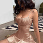 Beautiful Homecoming Dress Spaghetti Strap Pleated Back to School Outfits Party Dress D7178